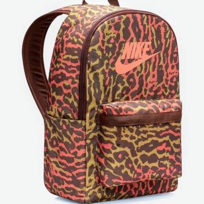 Nike Retro Backpack - Brown/Orange Animal Print -Gym/Travel/School Day Bag - New