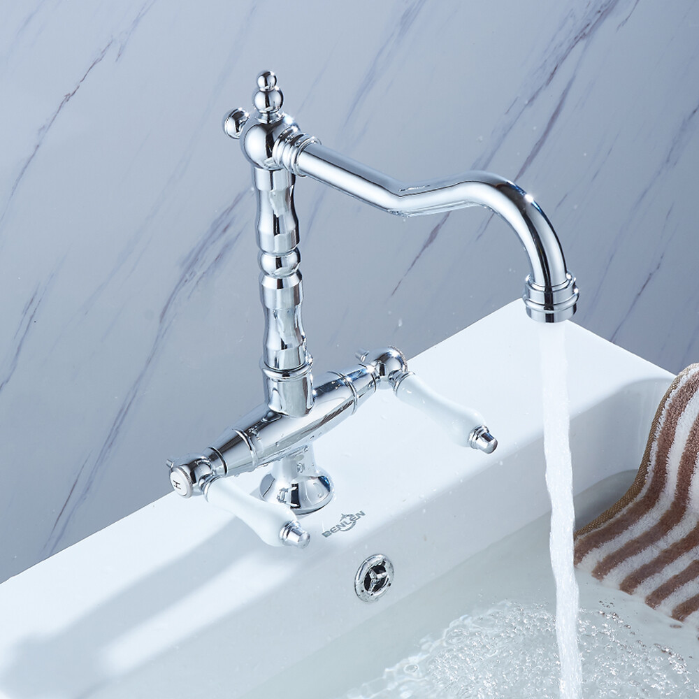 Grifo de cocina retro nostalgia grifo de fregadero grifo de dos manijas