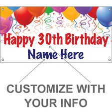 20x48 Inch HAPPY BIRTHDAY Vinyl Banner CUSTOM Sign  add your name  year 