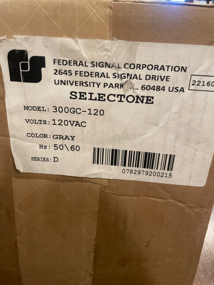 NEW SEALED 300GC-120 FEDERAL SIGNAL SELECTONE HORN - Image 2 of 2