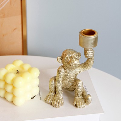  Harz Monkey Candlestick Ornament Home Wohnzimmer Tabletop Kerzenhalter