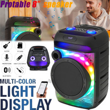 8" Bluetooth Party Speaker 6000W Heavy Bass with LED Light Wireless Mic Portable