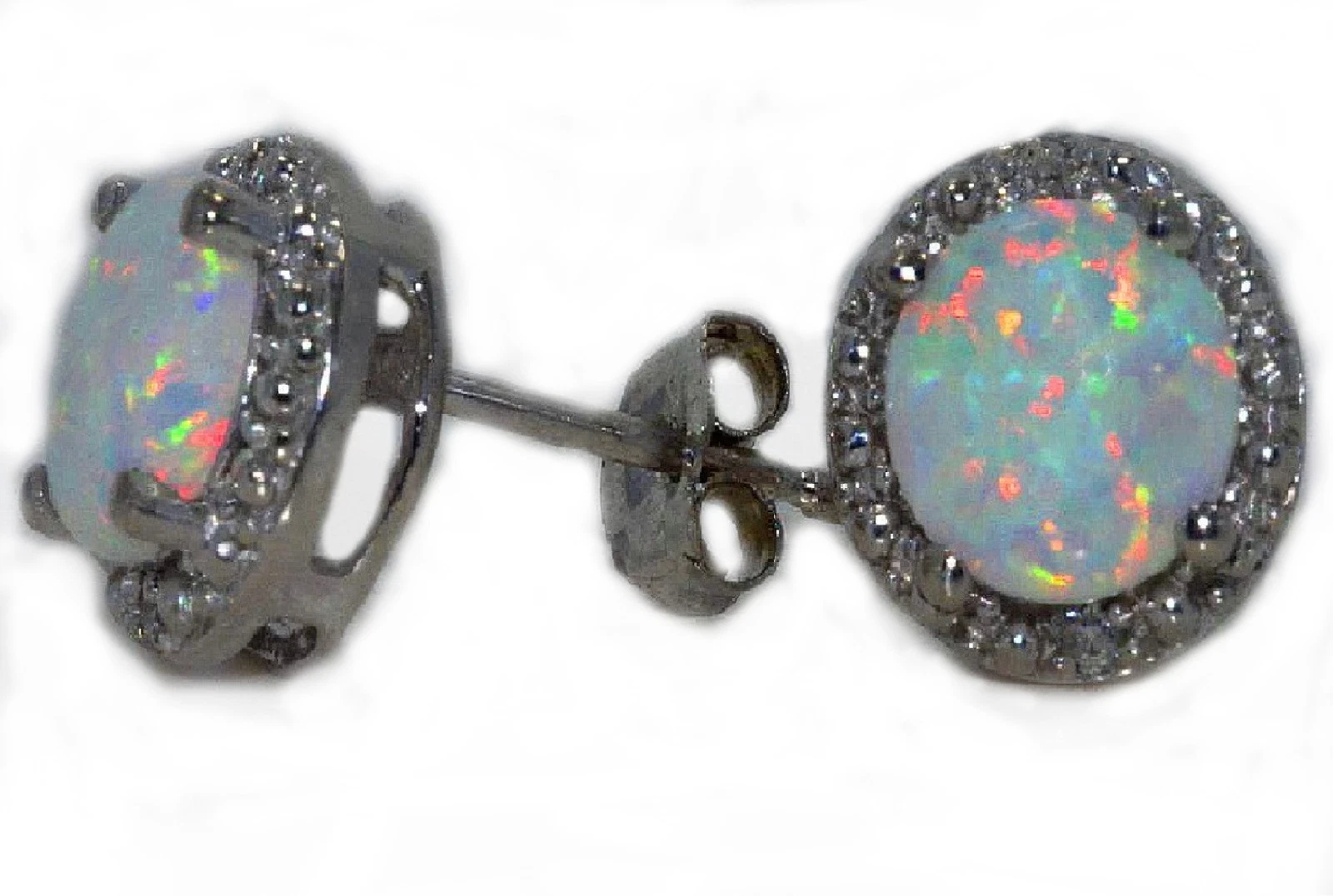 Opal 6mm & Diamond Round Stud Earrings 14Kt White Gold Review