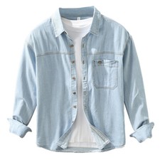 Retro style Denim Long Sleeve Shirt Men