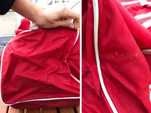 Vintage 80s Adidas Nylon Duffle Bag Red w/ White Trefoil RARE - Picture 6 of 12