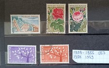 lot timbres france oblitérés 1962  n° 1355 1356 1357 1358 1359