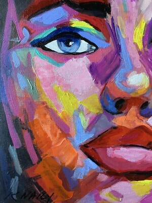 Abstract Colorful Face 12” X 12” Acrylic Painting  eBay