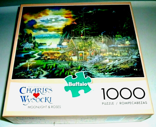 Charles Wysocki 1000 Piece Puzzle "Moonlight And Roses" By Buffalo with Poster - Picture 3 of 6