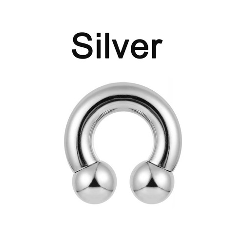 8G-00G Large Gauge Steel Horseshoe Circular Barbell Septum Nose Ring Piercing AU - Picture 16 of 17
