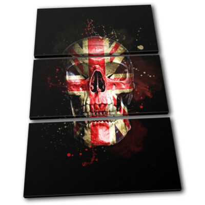 Union Jack Skull Grunge Maps Flags TREBLE Leinwand Kunst Bild drucken