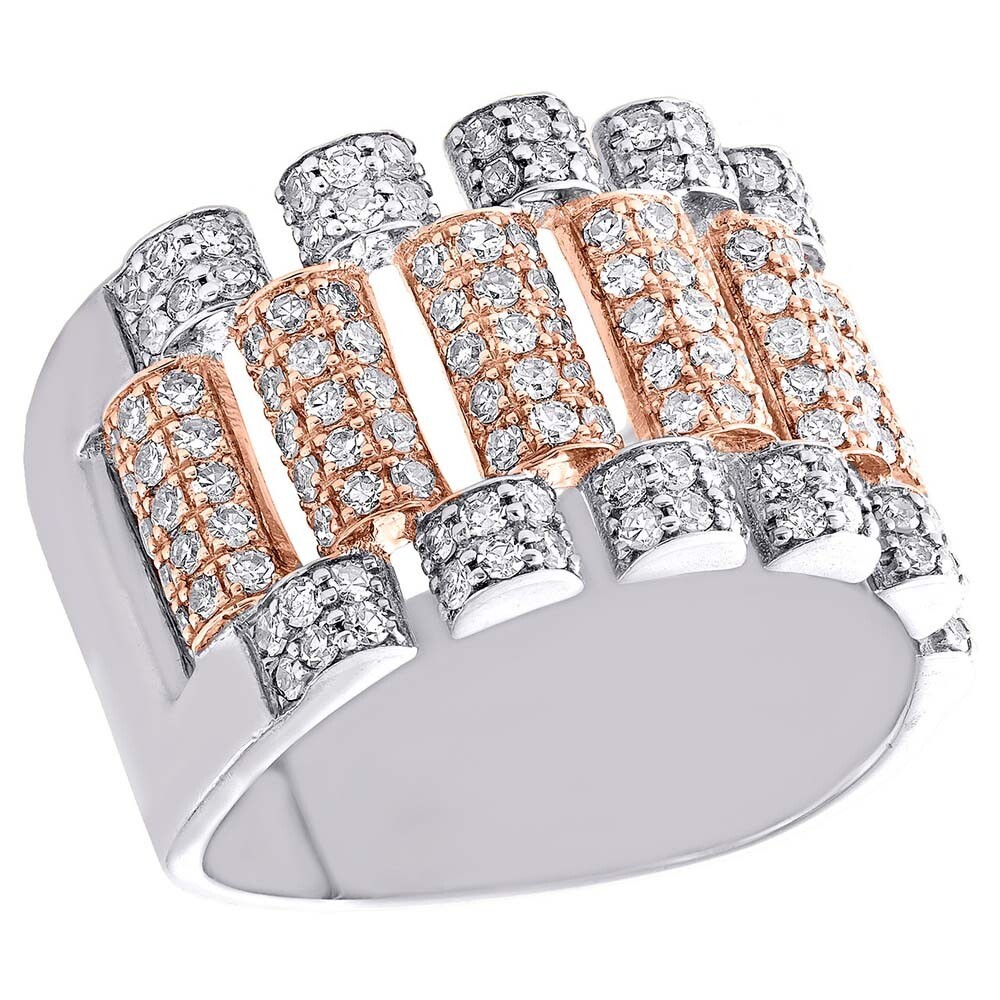 1.62 Ctw DEW Moissanite 14K White & Rose Gold Frame Pinky Men's Ring