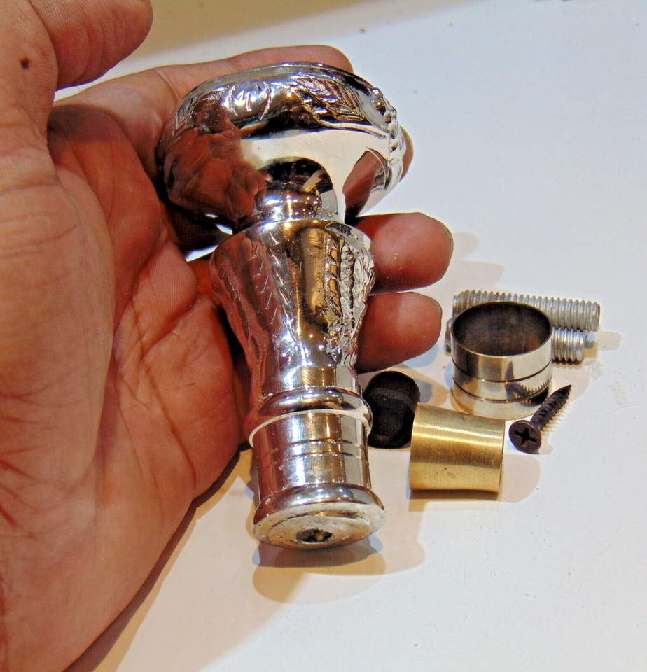 Vintage Brass Art Deco nickle brass Cane Handle or Walking Stick Handle