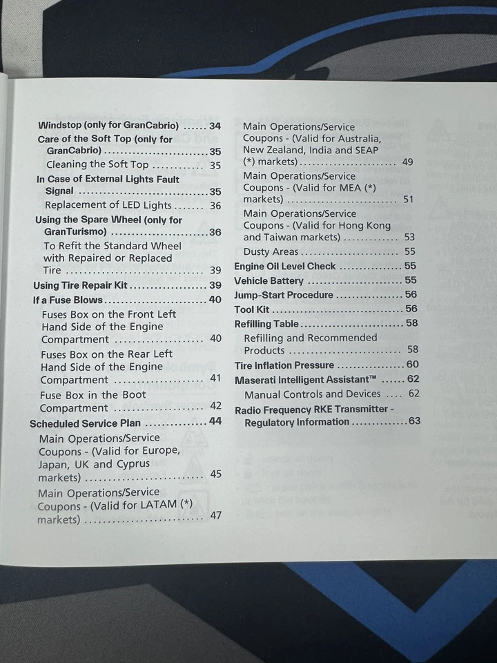 MASERATI GRANTURISMO + PAQUETE PROPIETARIO CABINA / MANUAL GUÍA DE REFERENCIA RÁPIDA 23~25 23 Foto 4 de 4