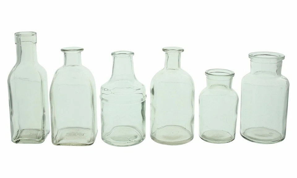 Deko Vasen Glas Landhaus Chic verschiedene Formen und Größen - 6 Stück im Set - Bild 2 von 2