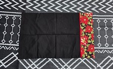 Handmade pillowcase standard sz French Seam Christmas black poinsettias flowers
