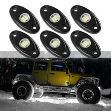 6x White LED Rock Lights Underbody Trail Rig Glow Lamp Offroad SUV Pickup Truck