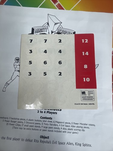 MIGHTY MORPHIN GO GO POWER RANGERS BOARD GAME 1993 COMPLETE SET MILTON BRADLEY - Picture 11 of 11