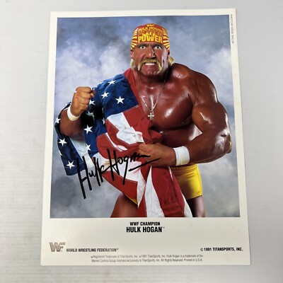 WWF superstars 4 autograph colored photos set #6 Hulk, Hogan Ricky
