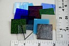 25 - 1" x 1" FUSIBLE BULLSEYE GLASS SAMPLER MIX OPAQUE / TRANSPARENT 90 COE — photo 1
