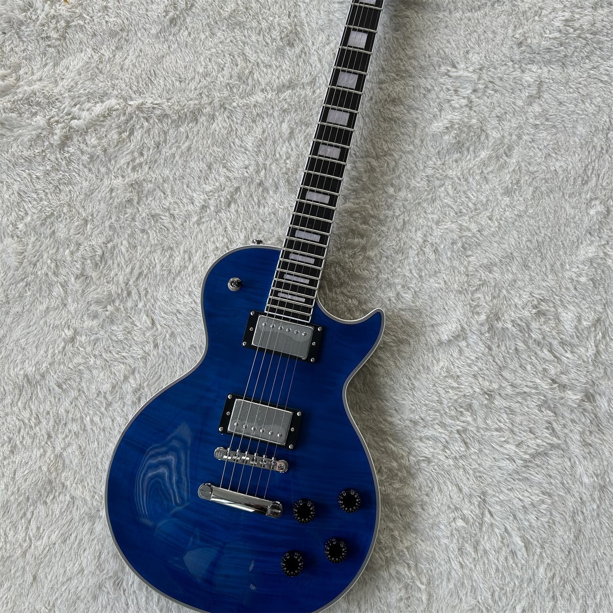 Custom LP Blue Flame Maple Top Electric Guitar HH Pickups Rosewood