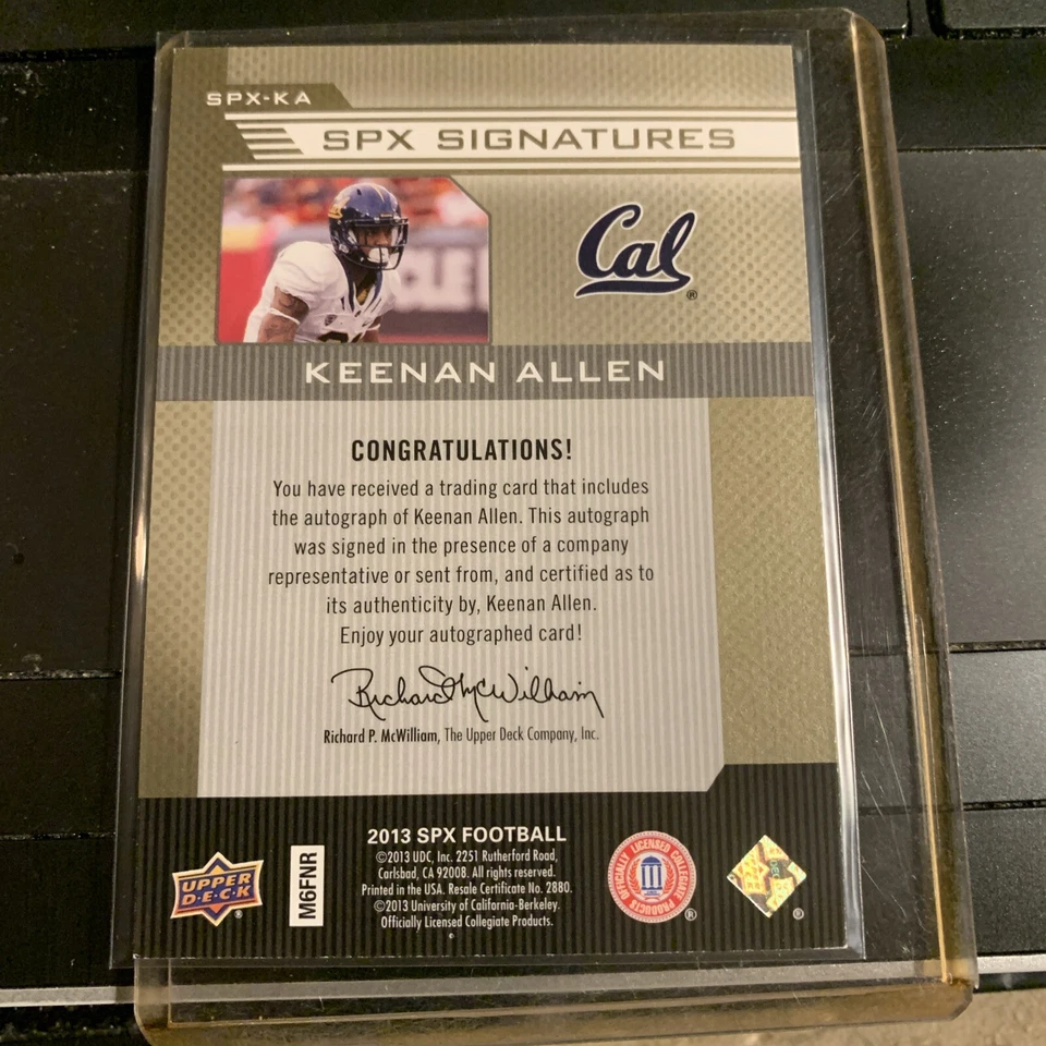 KEENAN ALLEN 2013 SPX SIGNATURES AUTO RC UPPER DECK CHARGERS Bears - Image 2 of 2