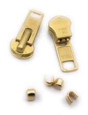 Zipper Repair Kit - 10 Heavy Duty YKK Brass Jacket Zipper Sliders with Top