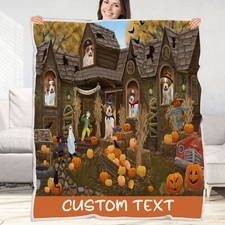 Brittany Spaniel Dog Blanket Personalized Throw Woven Fleece Sherpa Designs NWT