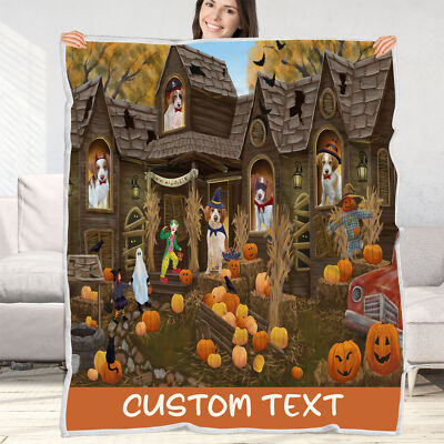 Brittany Spaniel Dog Blanket Personalized Throw Woven Fleece Sherpa Designs NWT
