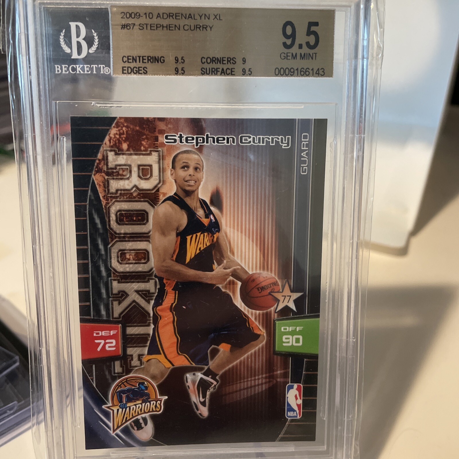 Stephen Curry 2009-10 Panini Adrenalyn XL RC Steph Rookie BGS 9.5 GEM MINT