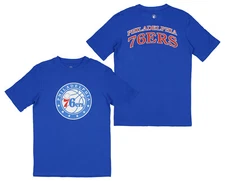 FISLL NBA Men's Philadelphia 76ers Team Color, Name and Logo Premium T-Shirt