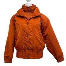 Vintage 80s Fera Orange Ski & Snow Winter Nylon Softshell Puffer Jacket Sz 10
