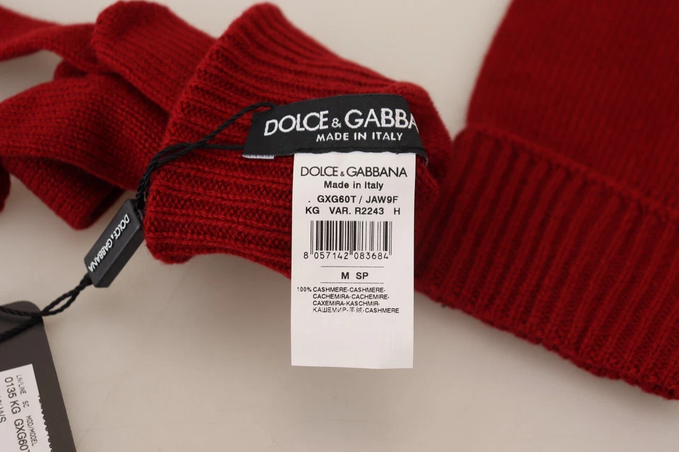 Guantes DOLCE & GABBANA Hombres Rojo 100% Cachemira Tejido Manos Mitones s. 9 / M 450usd Foto 3 de 4