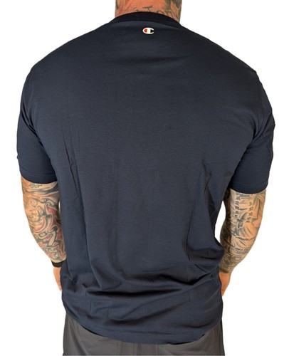 Champion T-shirt blau schwarz braun Tape Band weiß small Logo Basic Herren - Bild 3 von 13