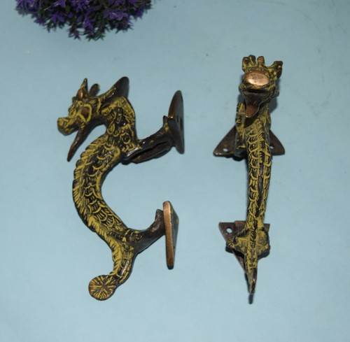 Dragon Drawer Pull Set Brass Chinese dragon Club Welcome Dec Door Handle EK427 - Picture 4 of 12
