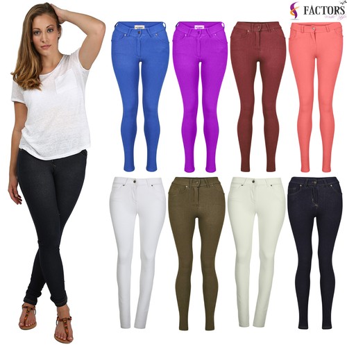 NEW LADIES SKINNY FIT COLOURED STRETCHY 