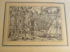 JOST AMMAN (1539-1591) WOODCUT XVI MILITARY RENAISSANCE GERMANY 1580