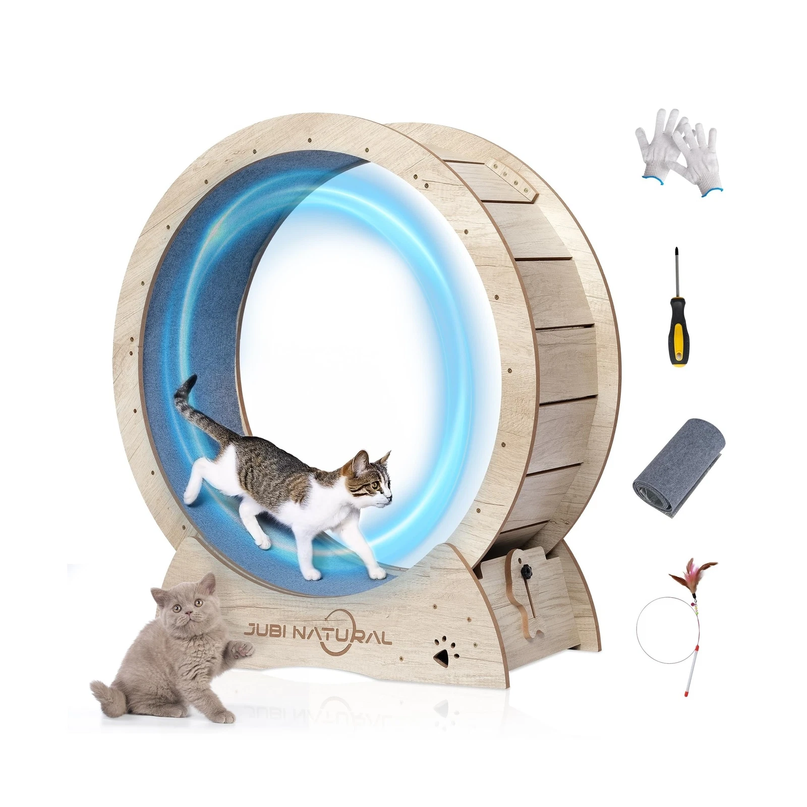 Cat Exercise Wheel, 33.9" Cat Running Wheel for Indoor Cats with Quiet Carpet...