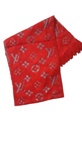 Louis Vuitton Red/Silk Logomania Scarf In Wool - Picture 3 of 6