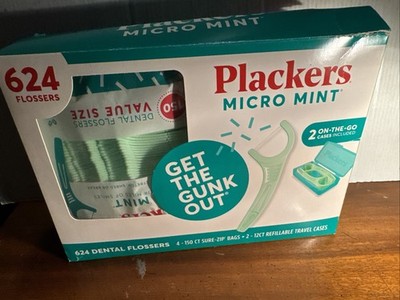 Plackers 624  Count Micro Mint Dental Flossers With 2 On-the-go Cases Included