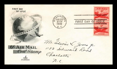 DR JIM STAMPS US COVER AIR MAIL 6C COIL FIRST DAY ISSUE SCOTT C41 ARTCRAFT