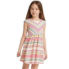 Jessica Simpson Girls Size M Multicolor Chevron Stripe Mini Dress Cap Sleeve