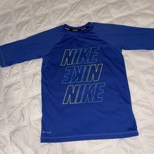 NIKE SWIM Boys Size SMALL blue Dri-Fit Swim T-Shirt