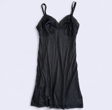Vintage Vanity Fair Black Lace Trim Nylon Slip Dress