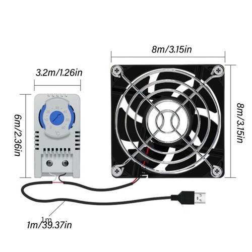 80mm Fan Portable Cooling Fan 0-60℃ Temperature Control for Tablet TV Receiver - Afbeelding 8 van 8
