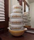 Vintage PYREX Butterfly Gold Cinderella Mixing Nesting Bowl Set of 6 444 443 441