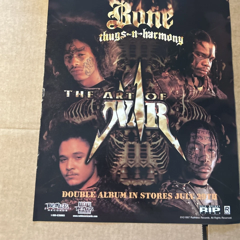 Original 14-10" Bone Thugs N Harmony The Art Of War 1997 Album Ad FLYER-c - Image 2 of 2