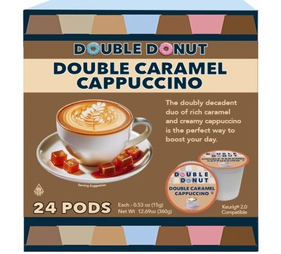 Double Donut Cappuccino Pods, Caramel Cappuccino, Single Serve for Keurig K C...