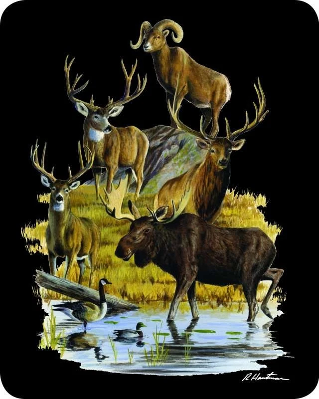 Deer Moose Duck Goose Buck Ram Bed Bedroom HEAVY Weight Blanket FULL / QUEEN - Image 2 of 2