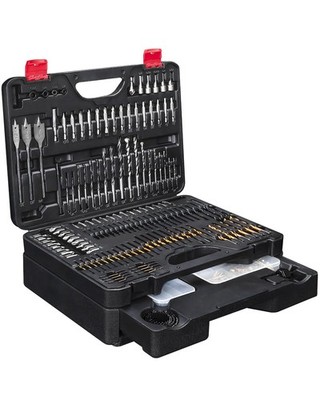 400 Piece Drill Bit Set Multi Material Drilling Screw Driving Storage Case Black