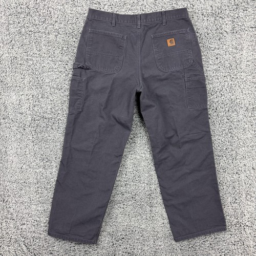 Carhartt Pants Mens 36x30 Gray B11 PTB Canvas Carpenter Workwear Relaxed Fit